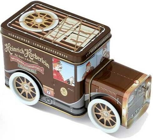 Haeberlein Metzger Lebkuchen Mischung Express Auto mit Spieluhr 175 gr. Braun