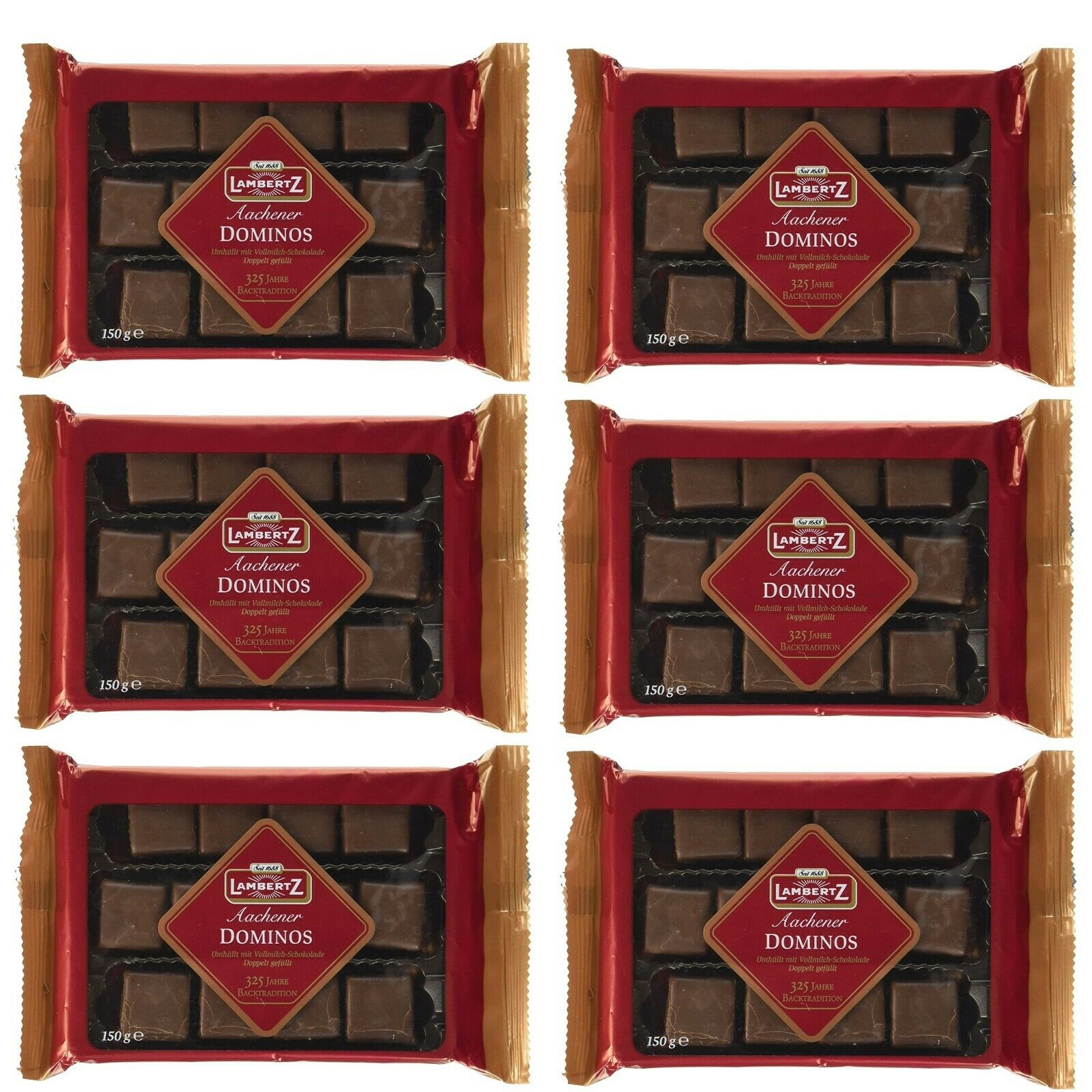 Lambertz 6 x 150g Aachener Dominosteine Vollmilch 0,9 kg. MHD: 04/2026