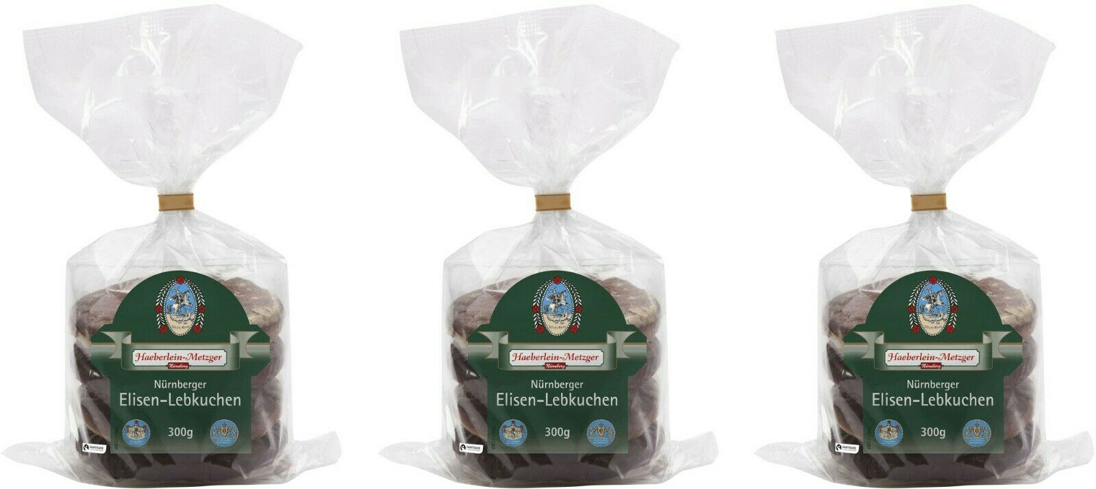 Haeberlein Metzger Elisen Lebkuchen zweifach Glasiert und Schokoliert 3 x 300 g MHD: 30/04/2026