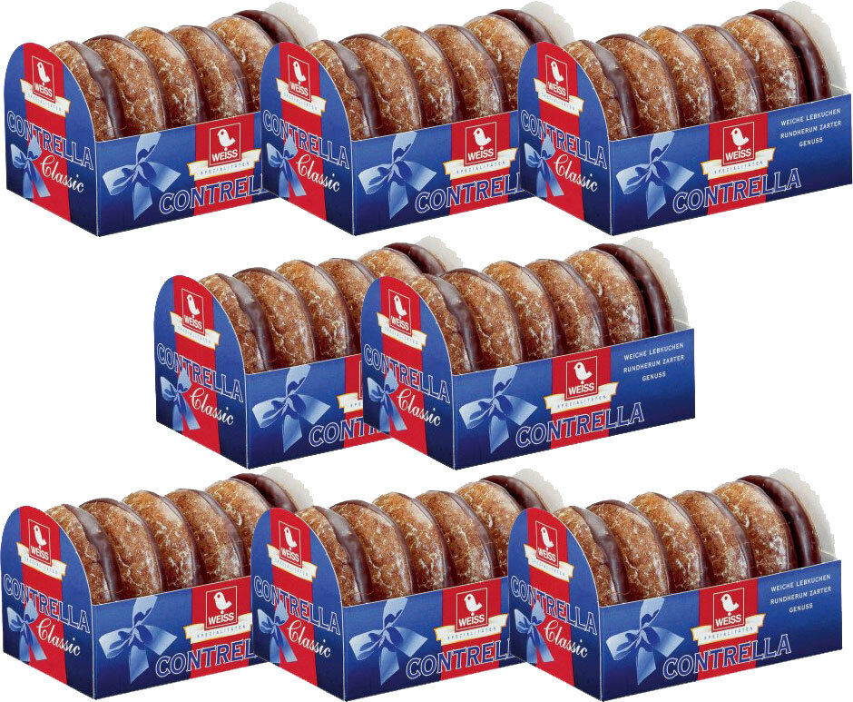 8 x 200 g. WEISS Contrella Lebkuchen mit Orangen Lebkuchen Schokoboden