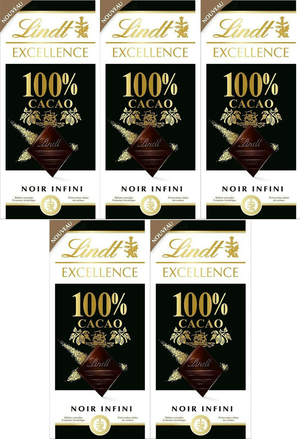 Lindt Excellence 100 % Kakao Pur Noir Infini Schokoladentafel 50g x 5