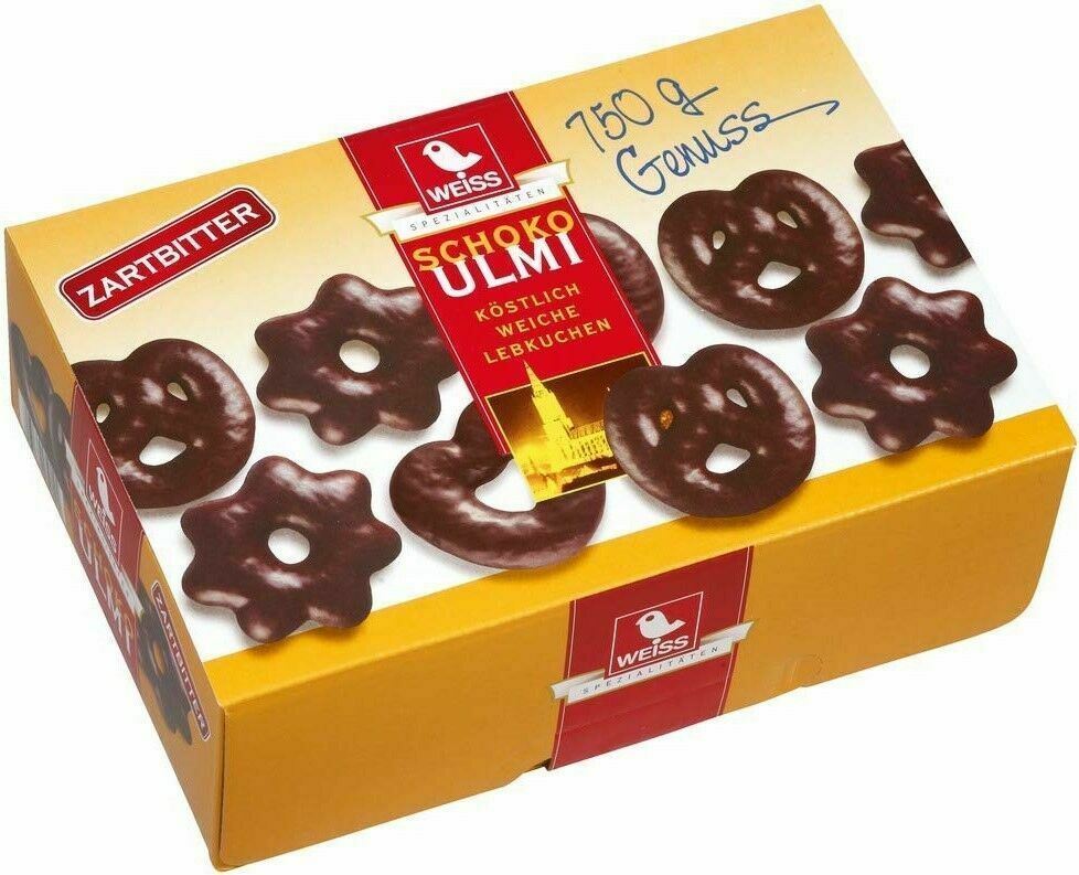 Weiss 750g Schoko ULMI Ulmetten Lebkuchen Zartbitter Ulmi`s MHD: 4/2026