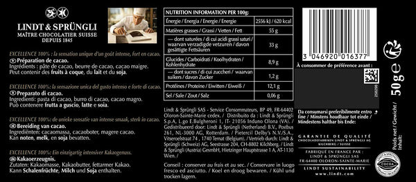 Lindt Excellence 100 % Kakao Pur Noir Infini Schokoladentafel 50g x 5