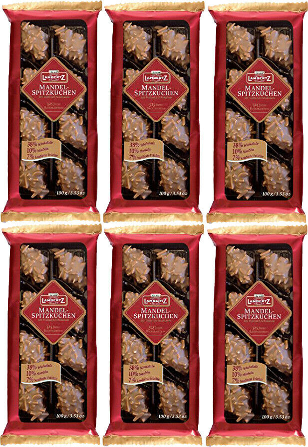 Lambertz 6 x 100 g. Aachener Mandel Spitzkuchen mit Vollmilch-Schokolade 600 g. MHD: 04/26