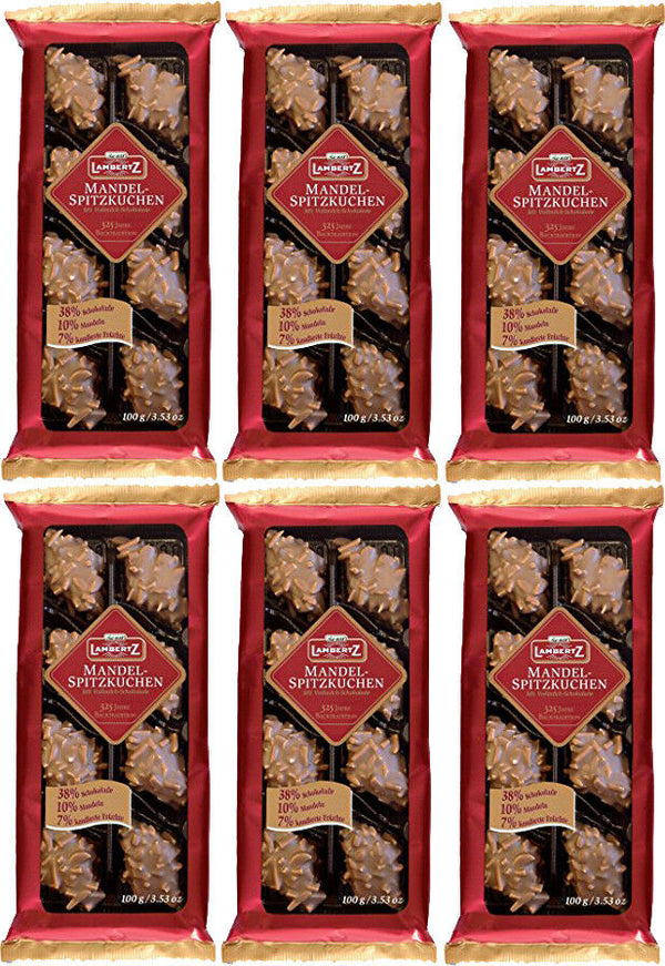 Lambertz 6 x 100 g. Aachener Mandel Spitzkuchen mit Vollmilch-Schokolade 600 g. MHD: 04/26