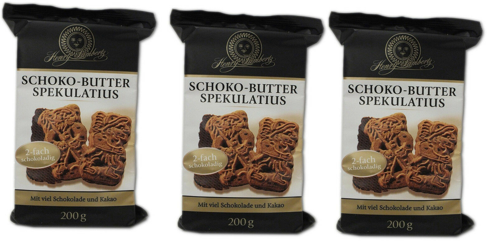 Henry Lambertz 3x 200gr Schoko Spekulatius Traditionell extra dünn gebacken MHD: 4/26