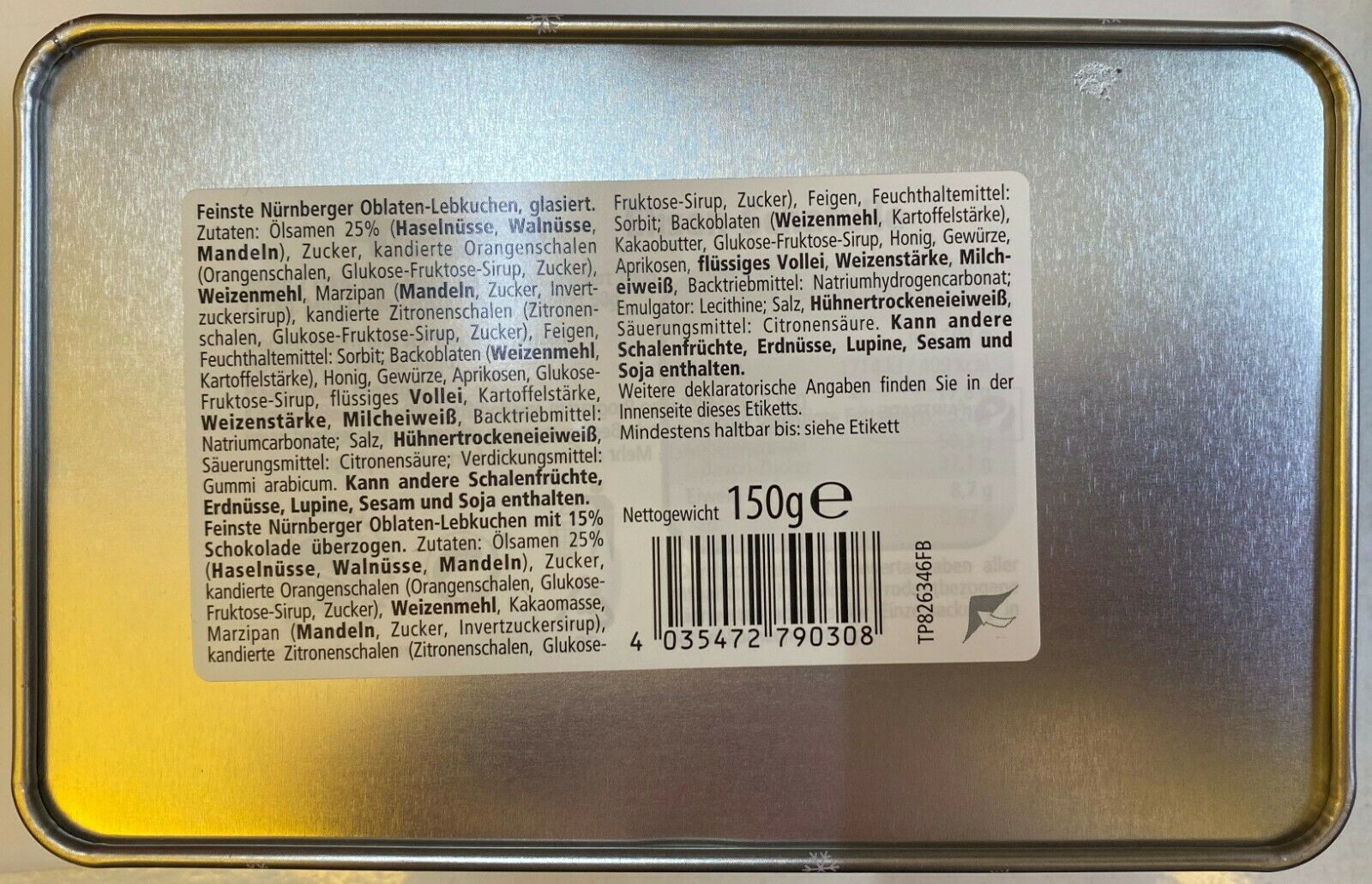 Haeberlein Metzger Elisen Schatulle Oblaten Lebkuchen 2fach Metall Dose Pastell 150 gr