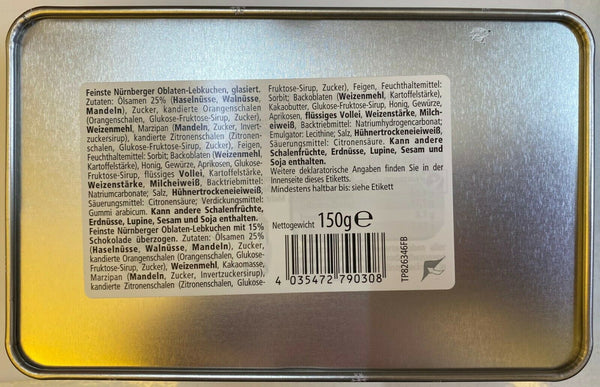 Haeberlein Metzger Elisen Schatulle Oblaten Lebkuchen 2fach Metall Dose Pastell 150 gr