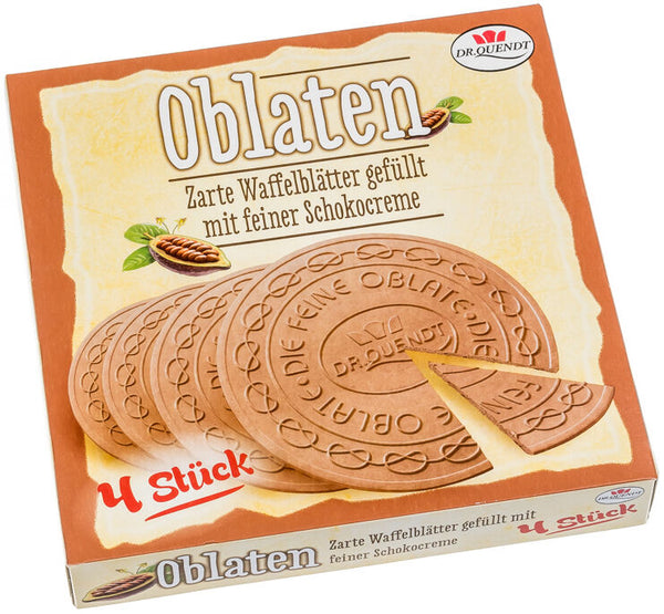 Dr. Quendt 150g Oblaten Zarte Waffelblätter gefüllt feiner Schokocreme 4 Stück