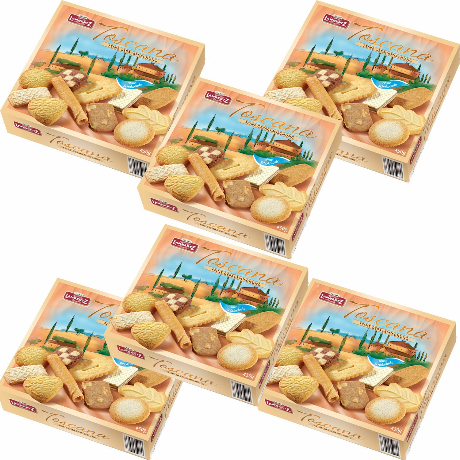 6x Lambertz Toscana a`450g ohne Schokolade 11 Gebäckvarianten 2700g