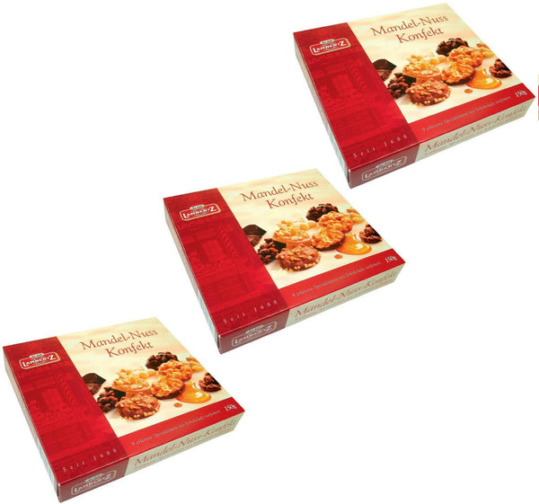 3x Lambertz Mandel-Nuss Florentiner Konfekt mit 18% Vollmilchschokolade 450g MHD 08/25