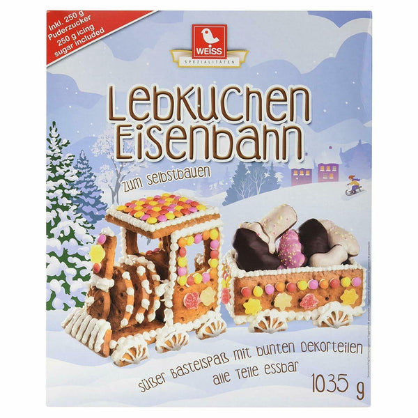 Weiss Lebkuchen Eisenbahn mit essbaren Dekorteilen
