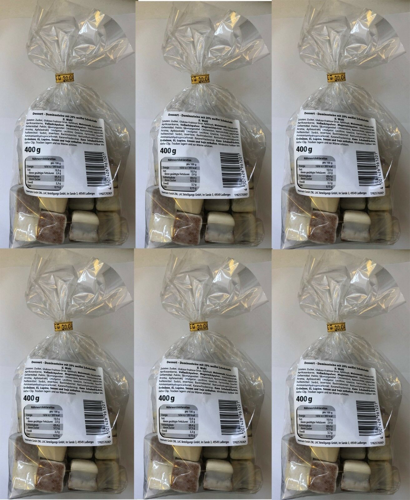 Feine weisse Aachener Dominos II Wahl Dominosteine 400 g lose Ware im Beutel