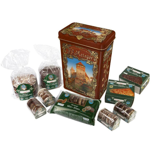 Jugendstil Truhe Haeberlein-Metzger Nürnberg Nostalgische Metalldose 1,35kg MHD 4/26