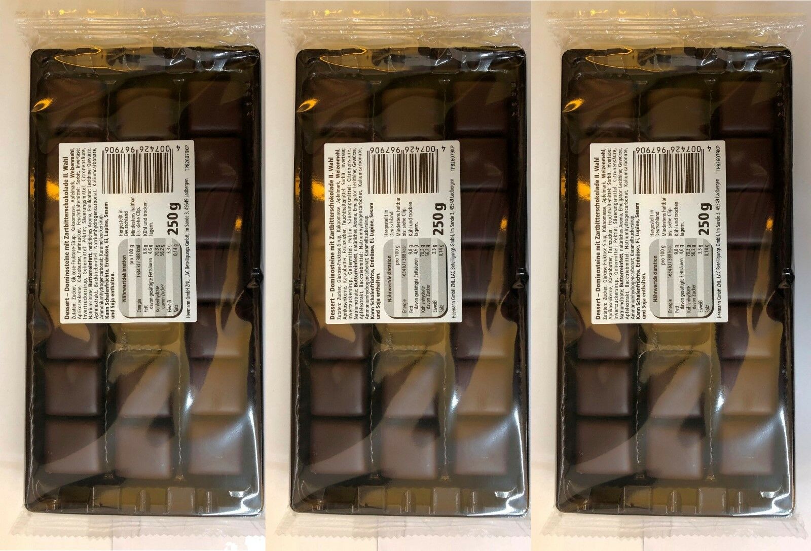 3 x 250gr Feine Aachener Dominosteine 25% Zartbitterschokolade 1. Wahl 750g Kinkartz SE