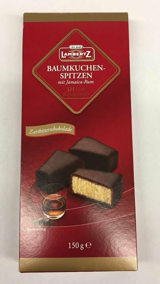 Lambertz 3x 150g Baumkuchenspitzen mit Jamaica Rum in Zartbitterschokolade 450g