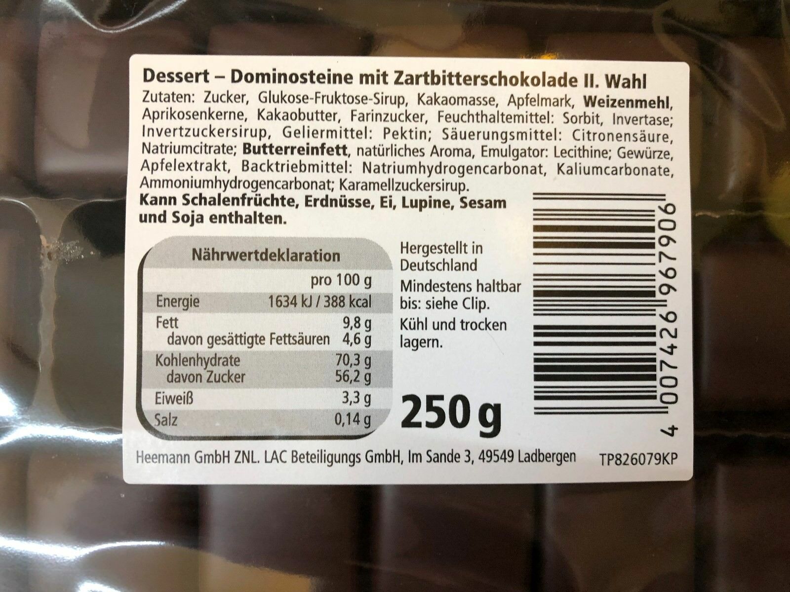 4 x 250 g. Feine Aachener Dominosteine 25% Zartbitterschokolade