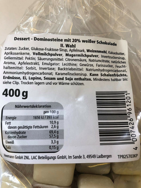 3 x 400g. Feine weisse Dessert Aachener Dominos II Wahl Dominosteine 1,2 kg