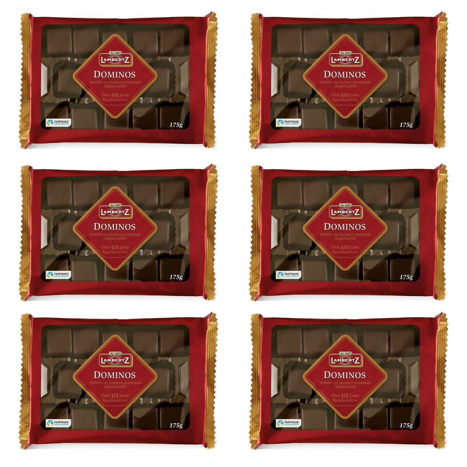 Lambertz 6 x 175g Aachener DOMINOs Zartbitter Schokolade 1,05 kg. Dominosteine MHD 4/2026