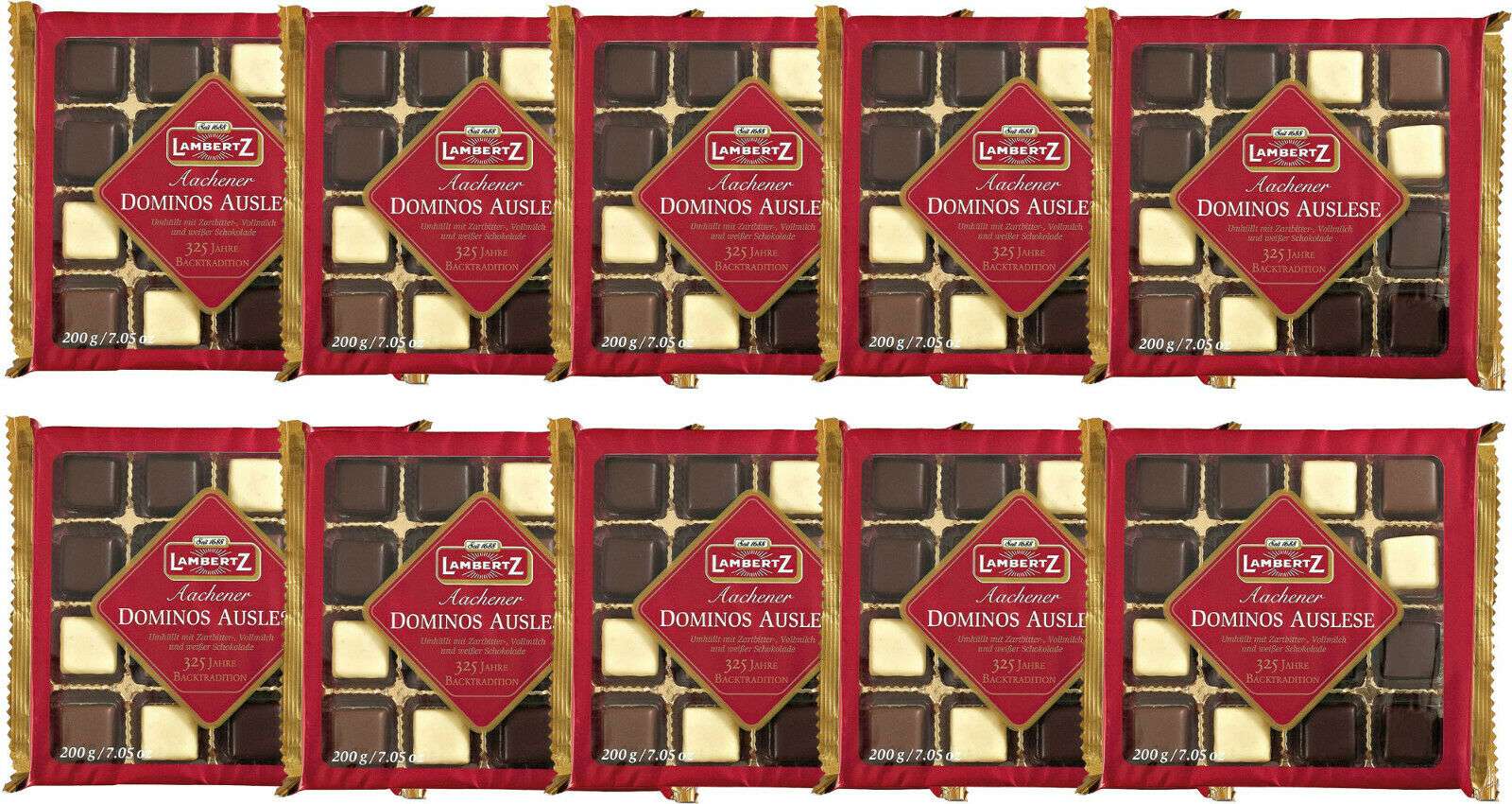 Lambertz 2kg Aachener Dominos Auslese Zartbitter Vollmilch weisse Dominosteine MHD 30.04.26