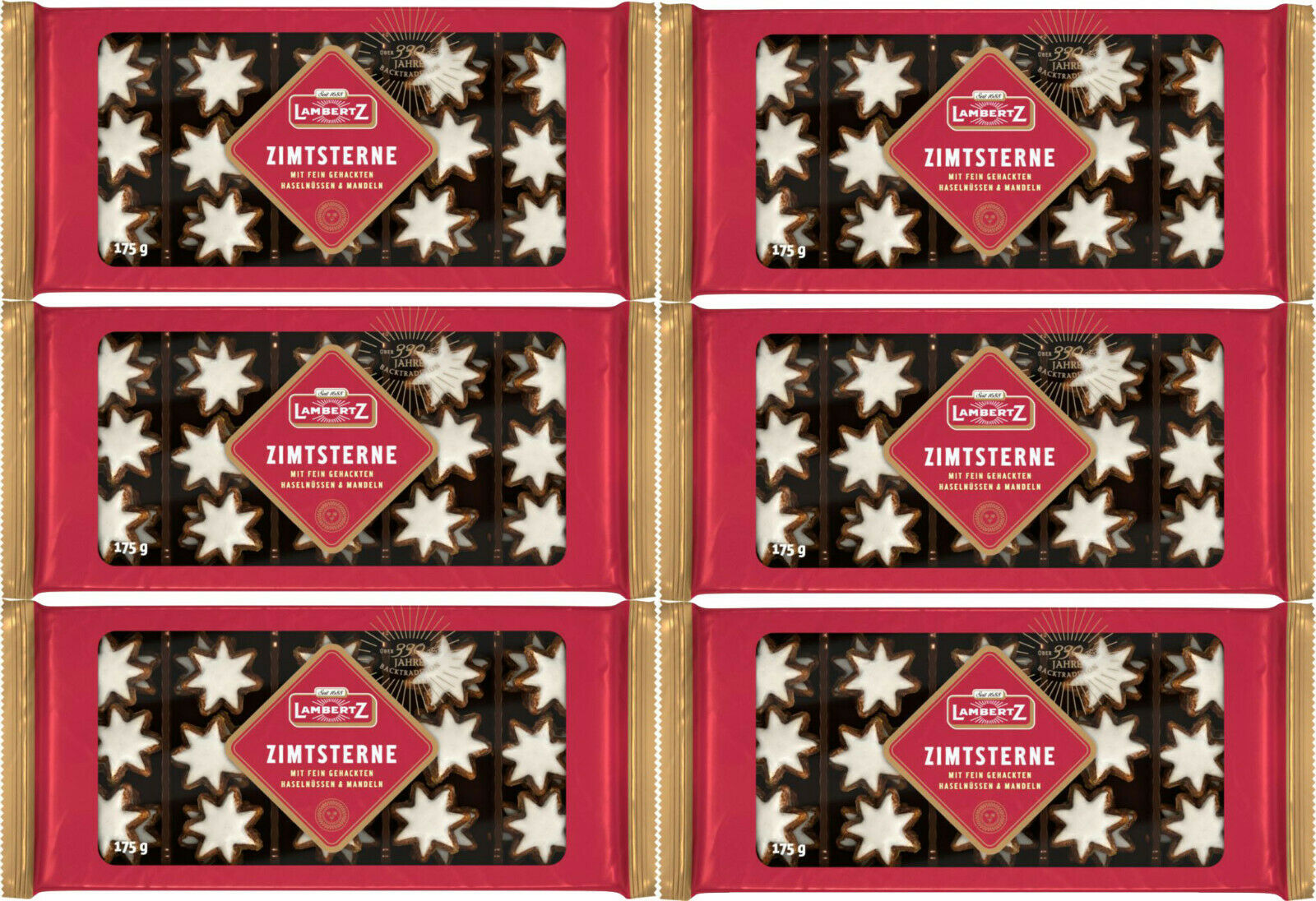 Lambertz Zimtsterne Cinnamon Cookies mit Haselnüssen und Mandel 6 x 175g