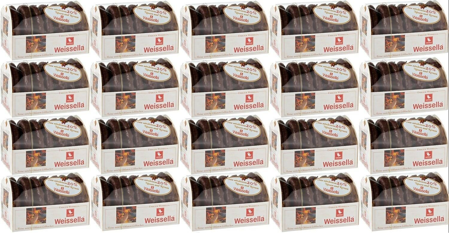 WEISS 20x 200g Weissella Oblaten Lebkuchen Zartbitter 20% Nüsse 4 Kg MHD: 04/2026