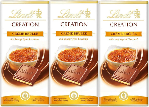 Lindt 3x 150g. CREATION Vollmilch Creme Brulee mit knusprigem Caramel 450g.