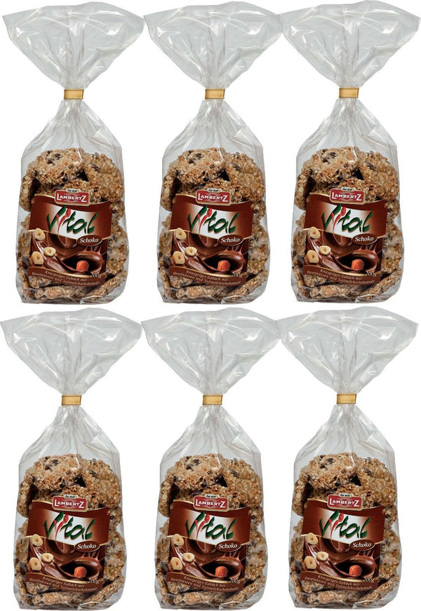 6 x 200 g. Lambertz Vital Schoko mit Haselnüssen und Schokoladenstückchen 1,2 kg.