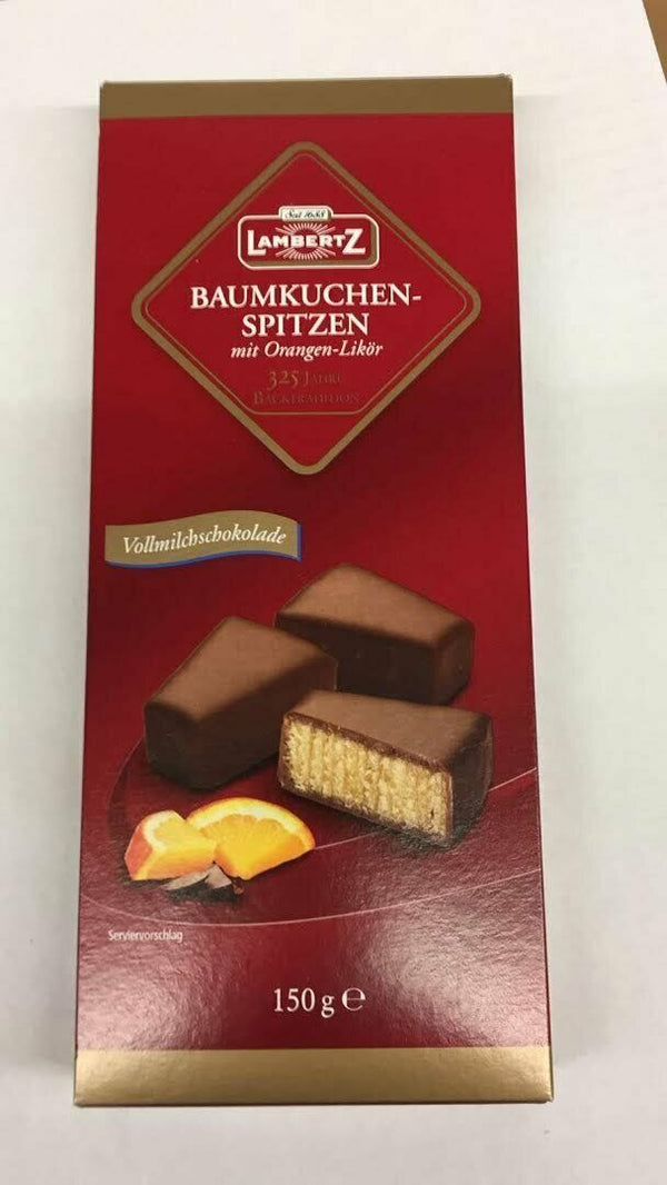 Lambertz 3x 150g Baumkuchenspitzen mit Orangen Likör in Vollmilchschokolade