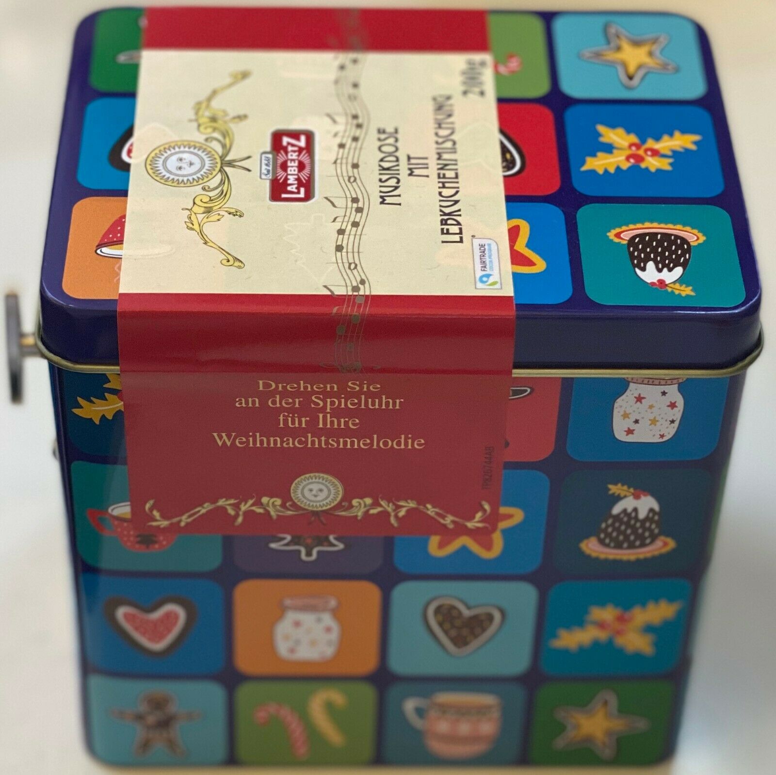 Lambertz Musikdose mit Lebkuchenmischung 200g Spieluhr Weihnachtsmelodie Blau Bilder