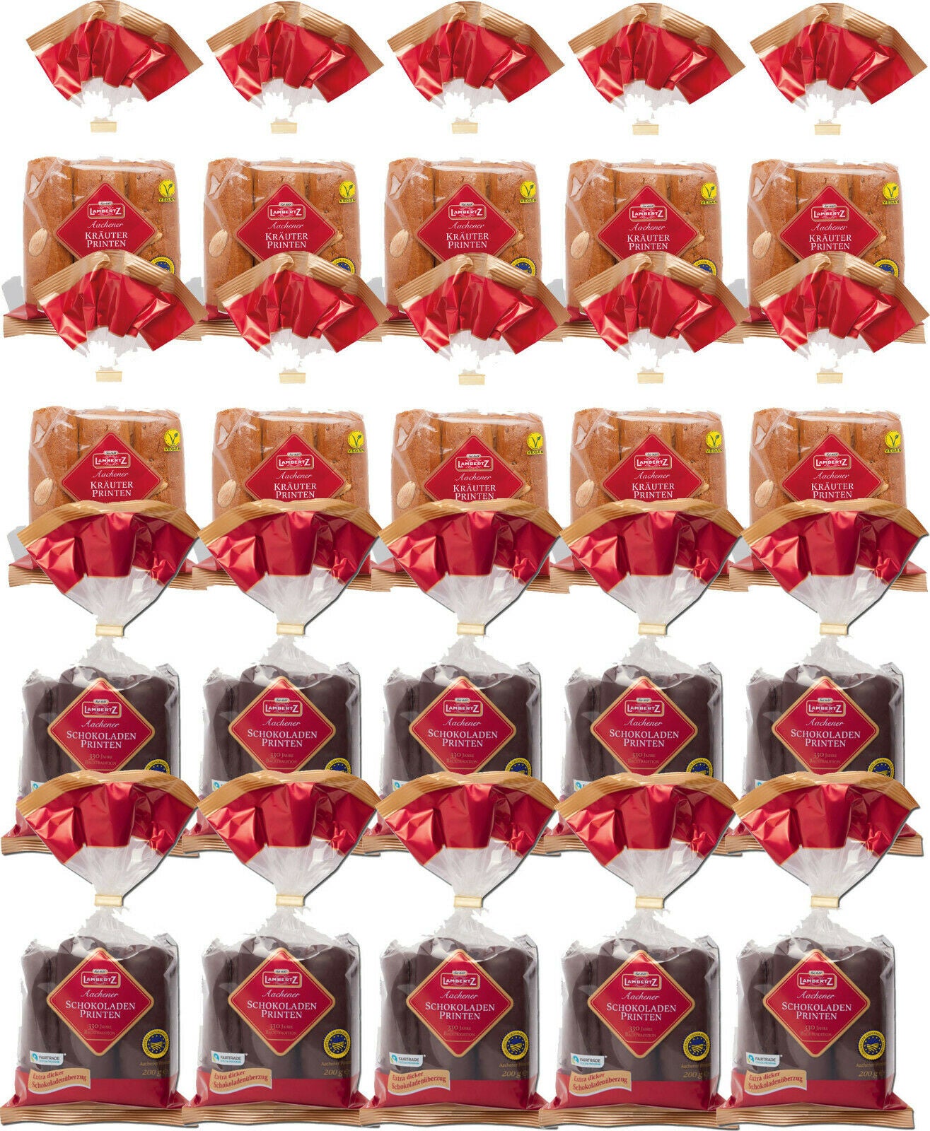 20 x 200gr. LAMBERTZ Aachener Printen (10x Schokoprinten + 10x Kräuterprinten) 4kg |  ggA verifiziert MHD: 30/04/2026