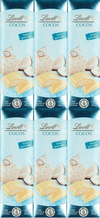LINDT Sommer-Tafeln 6x 100g Weisse Schokolade mit erfrischend exotischer Cocos Füllung  600g