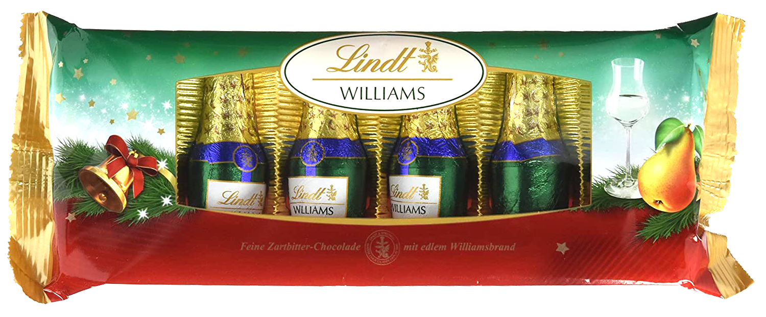 3x Lindt Alkohol Spezialitäten Zartbitter Schokolade mit Williamsbrand 132g = 396g