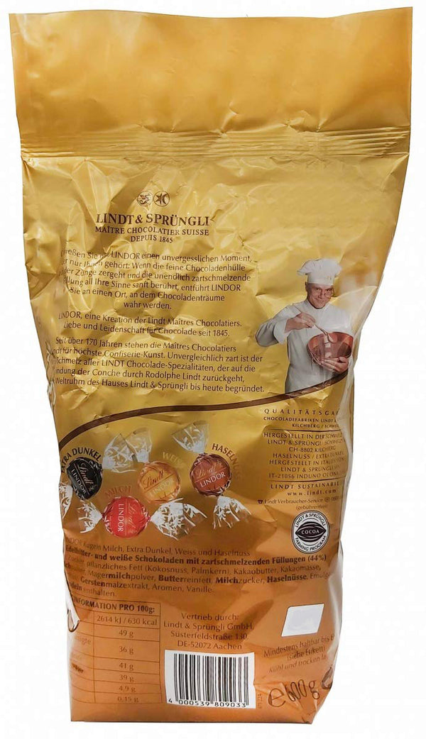 Lindt LINDOR Mischbeutel 600g ca. 48 Kugeln