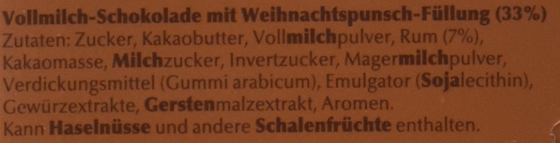 Lindt & Sprüngli Punsch Weihnachts Schokolade 4x100g