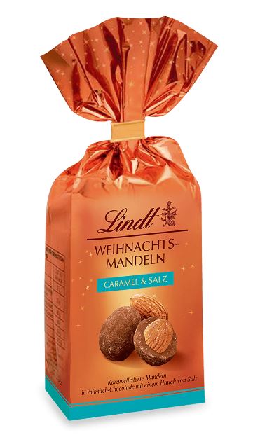 Lindt Weihnachts Mandeln, Caramel & Salz, 100g