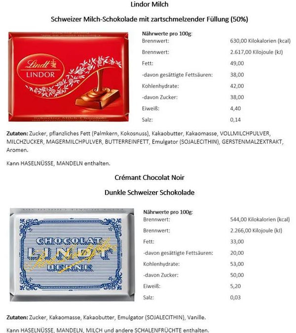 Lindt Naps 500g Napolitains Schokolade in der Geschenkbox Gift Set